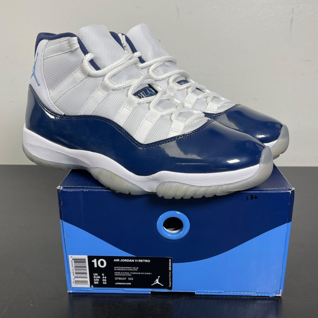 Jordan 11 Retro UNC Win Like 82 10 (Moderately Worn Pre-Owned)JordanWhite/University Blue-Midnight Navy - Image 1