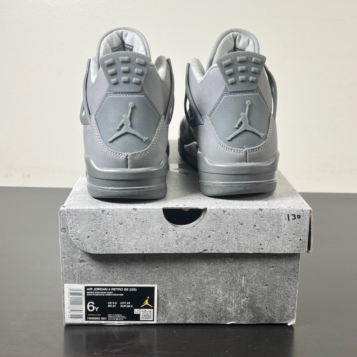 Jordan 4 Retro SE Paris Olympics Wet Cement (GS) 6Y (Lightly Worn Pre-Owned)JordanSmoke Grey/Iron Grey/Cement Grey - Image 2