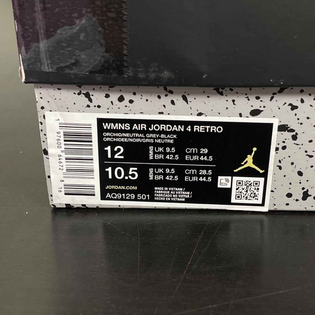 Jordan 4 Retro Orchid (Women's) 12W (Moderately Worn Pre-Owned)JordanOrchid/Neutral Grey-Black-White - Image 7