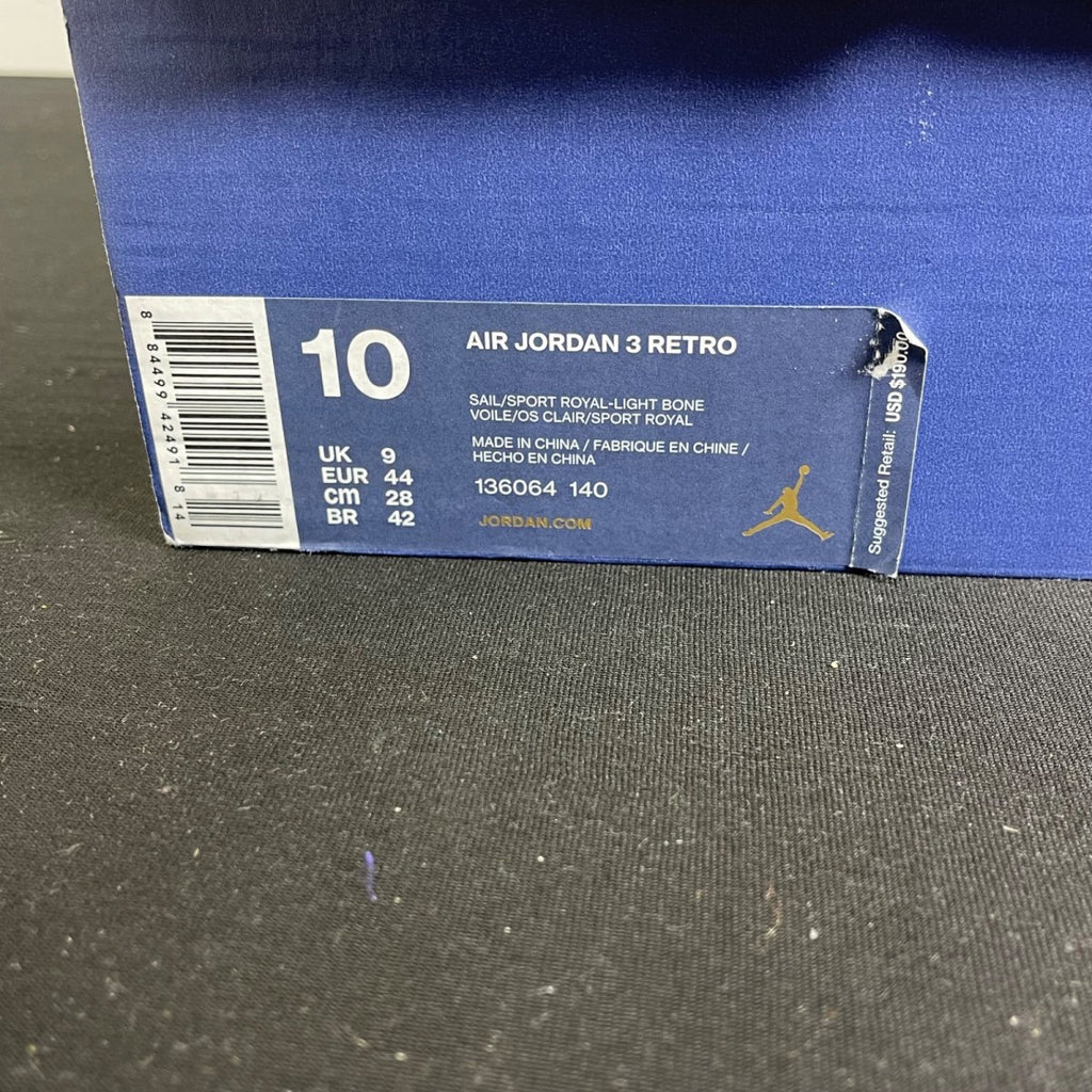 Jordan 3 Retro International Flight 10 (Moderately Worn Pre-Owned)JordanSail/Sport Royal-Light Bone-Fire Red - Image 7