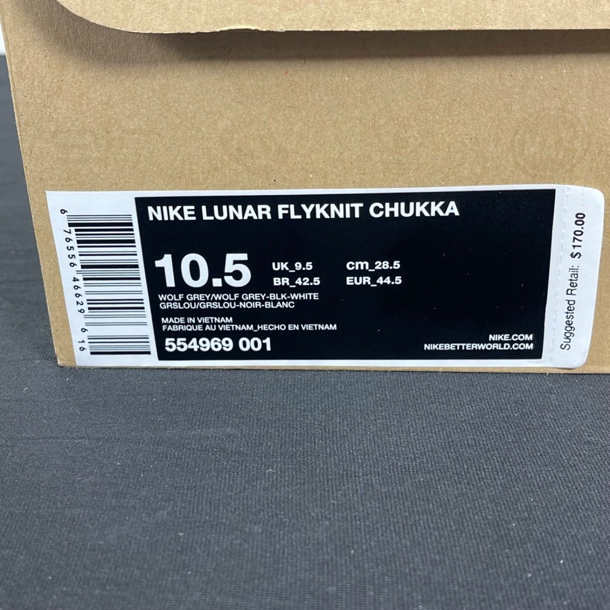 Nike Lunar Flyknit Chukka Wolf Grey Red 10.5 (Moderately Worn Pre-Owned)NikeWolf Grey/Wolf Grey-Black-White - Image 7