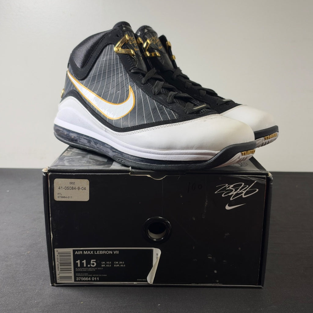Nike LeBron 7 Black/White-Metallic Gold (Size 11.5) - Image 1