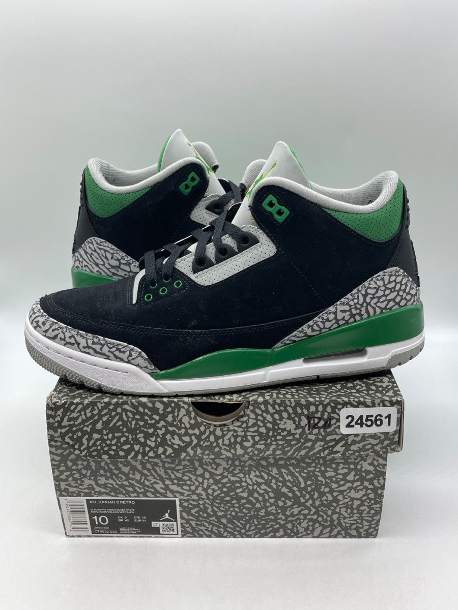 Jordan 3 Retro Pine Green 10 (Moderately Worn Pre-Owned)JordanBlack/Silver/White/Pine Green - Image 1