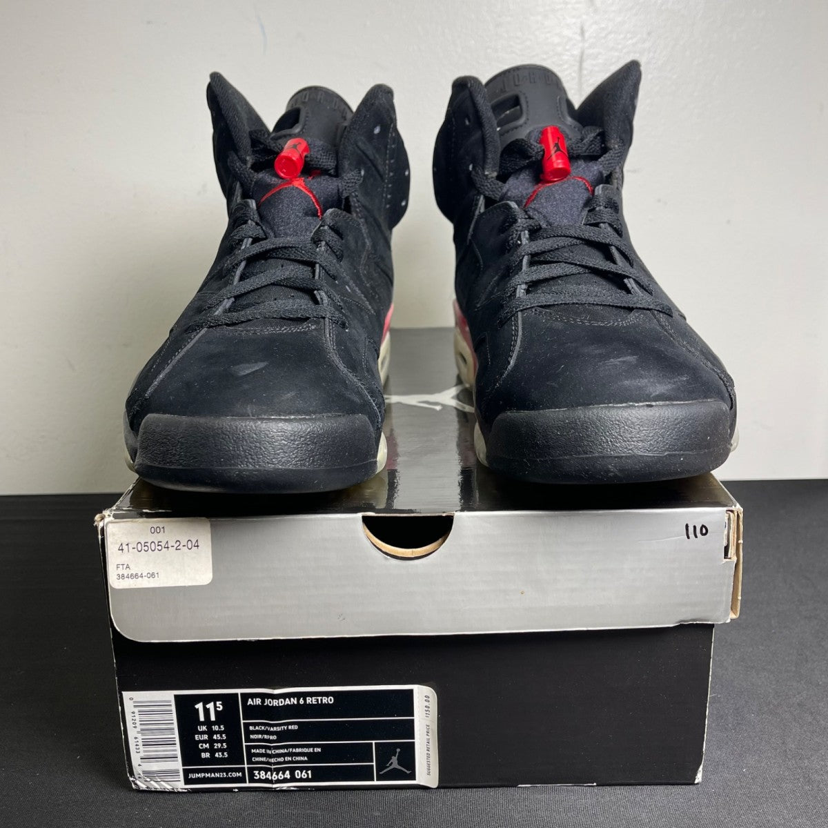 Jordan 6 Retro Black Varsity Red (2010) (Size 11.5) - Image 2