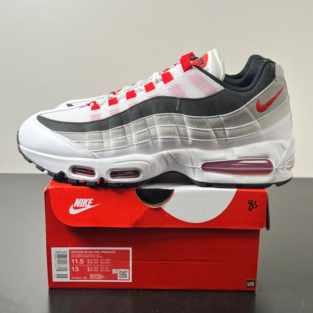 Nike Air Max 95 OG Big Bubble Comet Red 11.5 (Lightly Worn Pre-Owned)NikeWhite/Comet Red/Neutral Grey/Medium Grey/Black - Image 3