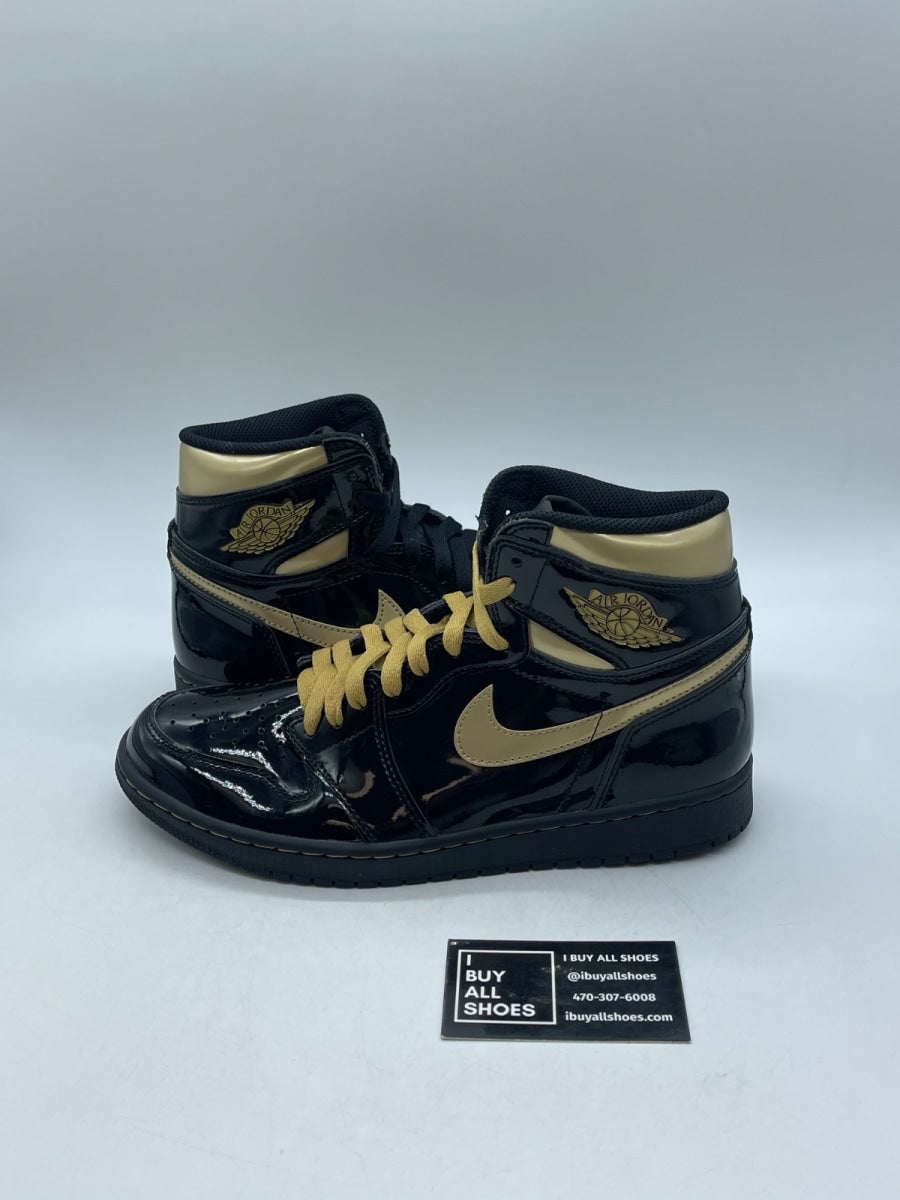 Jordan 1 Retro High Black Metallic Gold (2020) 9 (Moderately Worn Pre-Owned) - Image 1