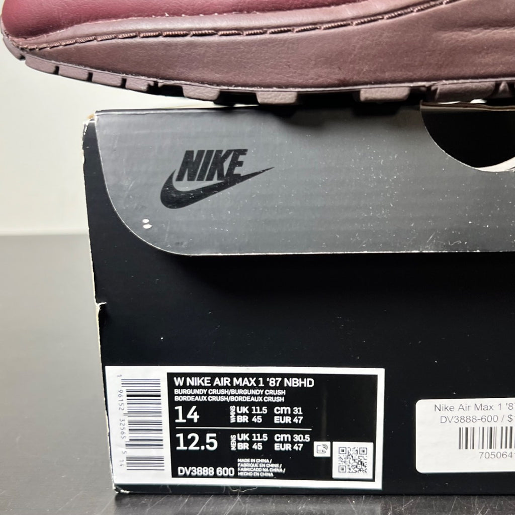 Nike Air Max 1 Burgundy Crush (Women's) 14W (Lightly Worn Pre-Owned)NikeBurgundy Crush/Burgundy Crush - Image 4