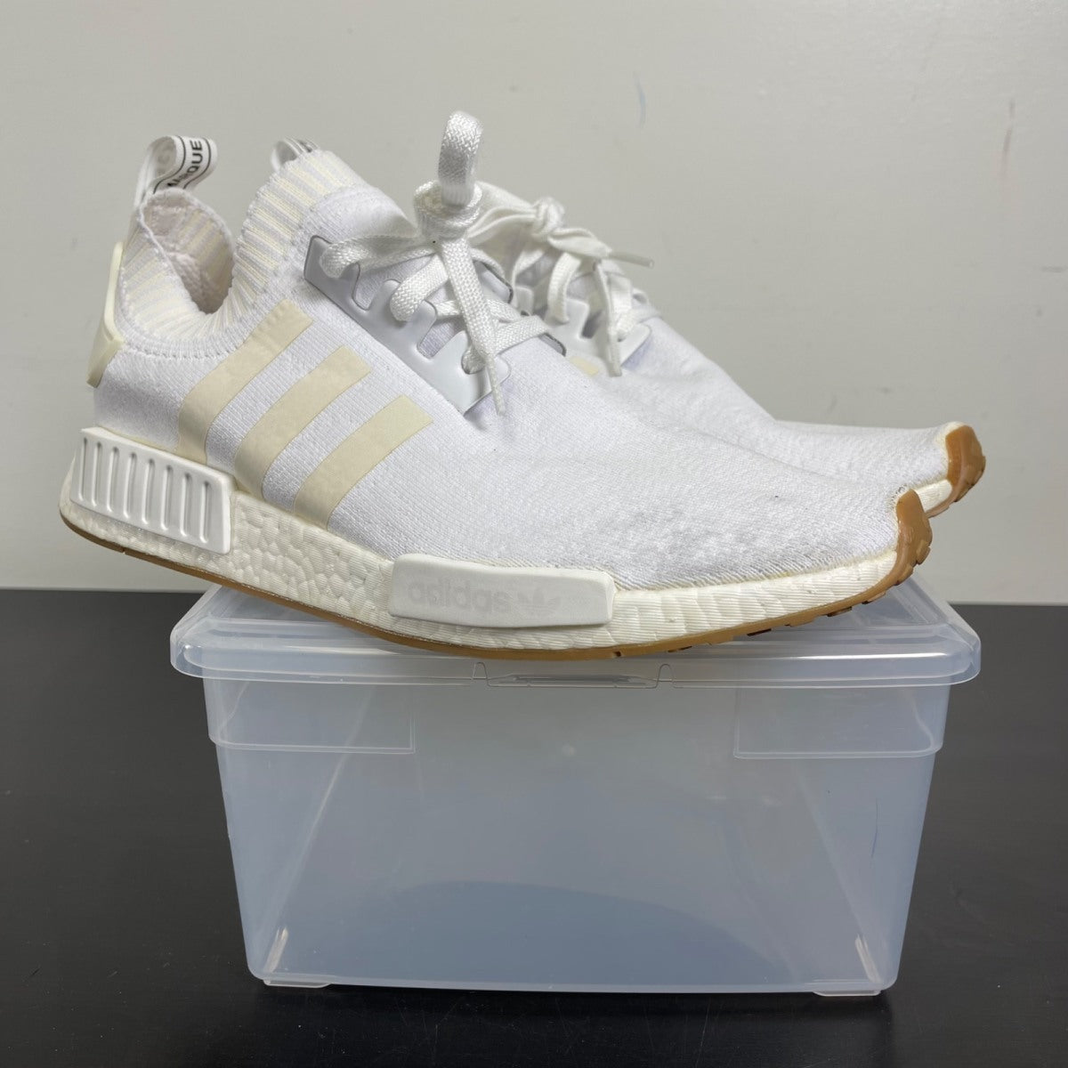 adidas NMD R1 Gum Pack White 13 (Moderately Worn Pre-Owned)adidasWhite/White/Gum - Image 1