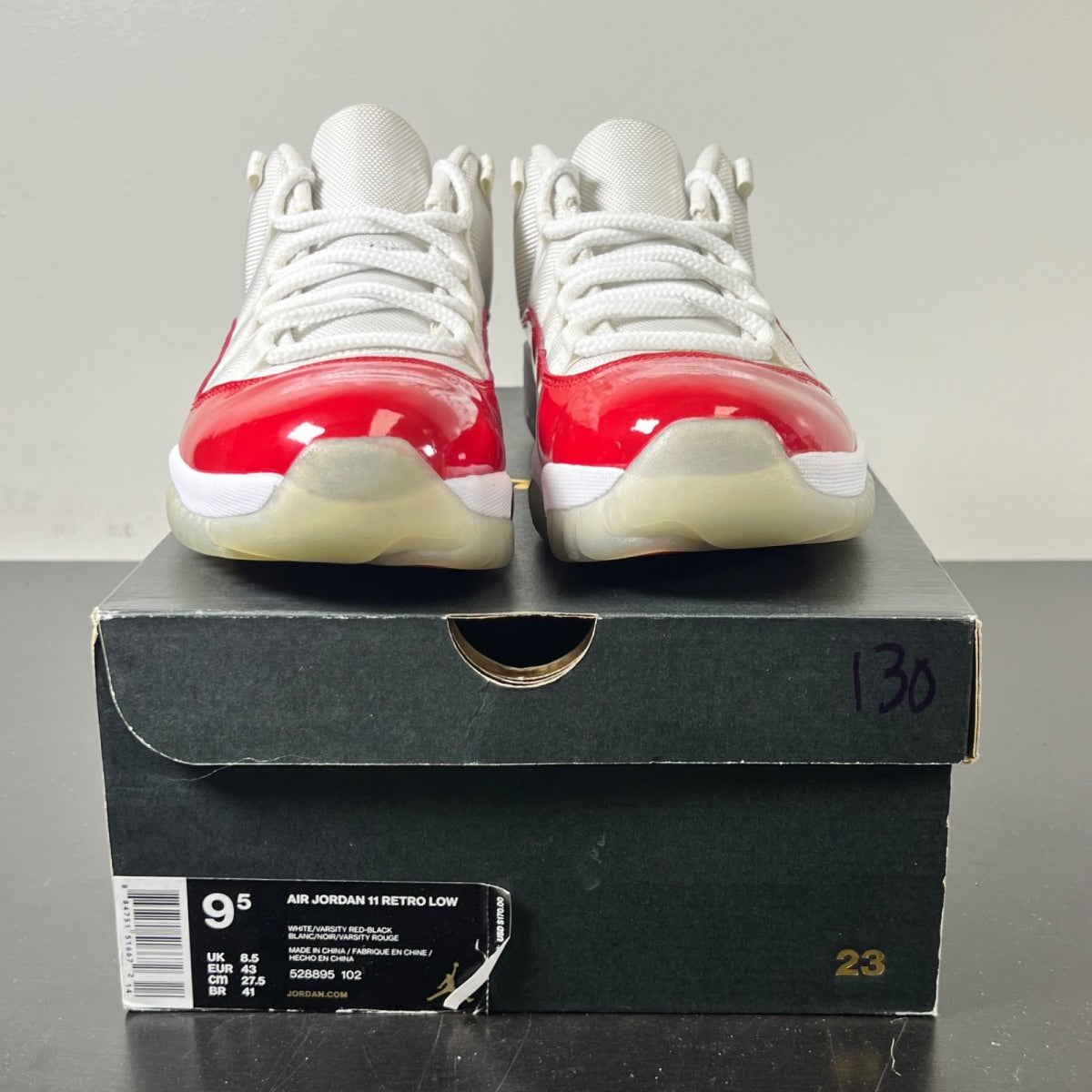 Jordan 11 Retro Low Cherry (2016) 9.5 (Lightly Worn Pre-Owned)JordanWhite/Varsity Red-Black - Image 2