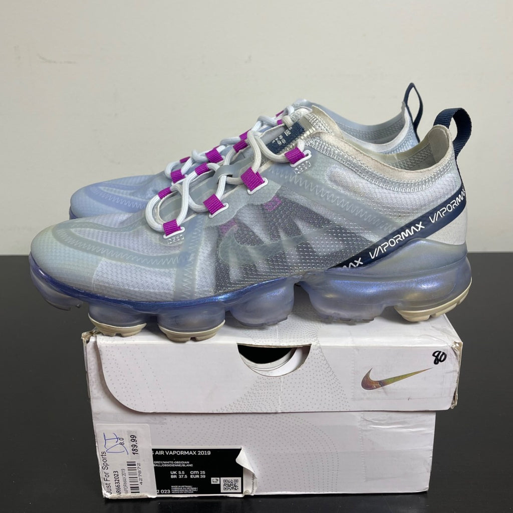 Nike Air VaporMax 2019 Football Grey Obsidian (Women's) 8W (Moderately Worn Pre-Owned)NikeFootball Grey/Obsidian-Metallic Silver-White - Image 3