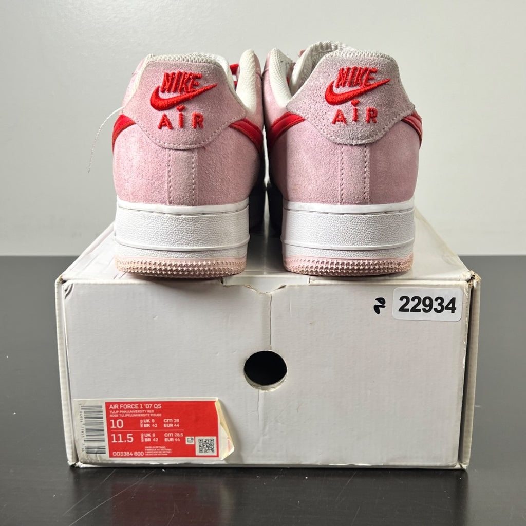 Nike Air Force 1 Low '07 QS Valentine's Day Love Letter 10 (Moderately Worn Pre-Owned)NikeTulip Pink/University Red-White - Image 5