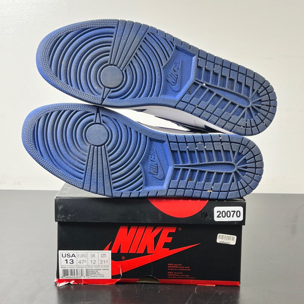 Jordan 1 Retro Storm Blue 13 (Lightly Worn Pre-Owned)JordanBlue/White-Storm Blue - Image 6