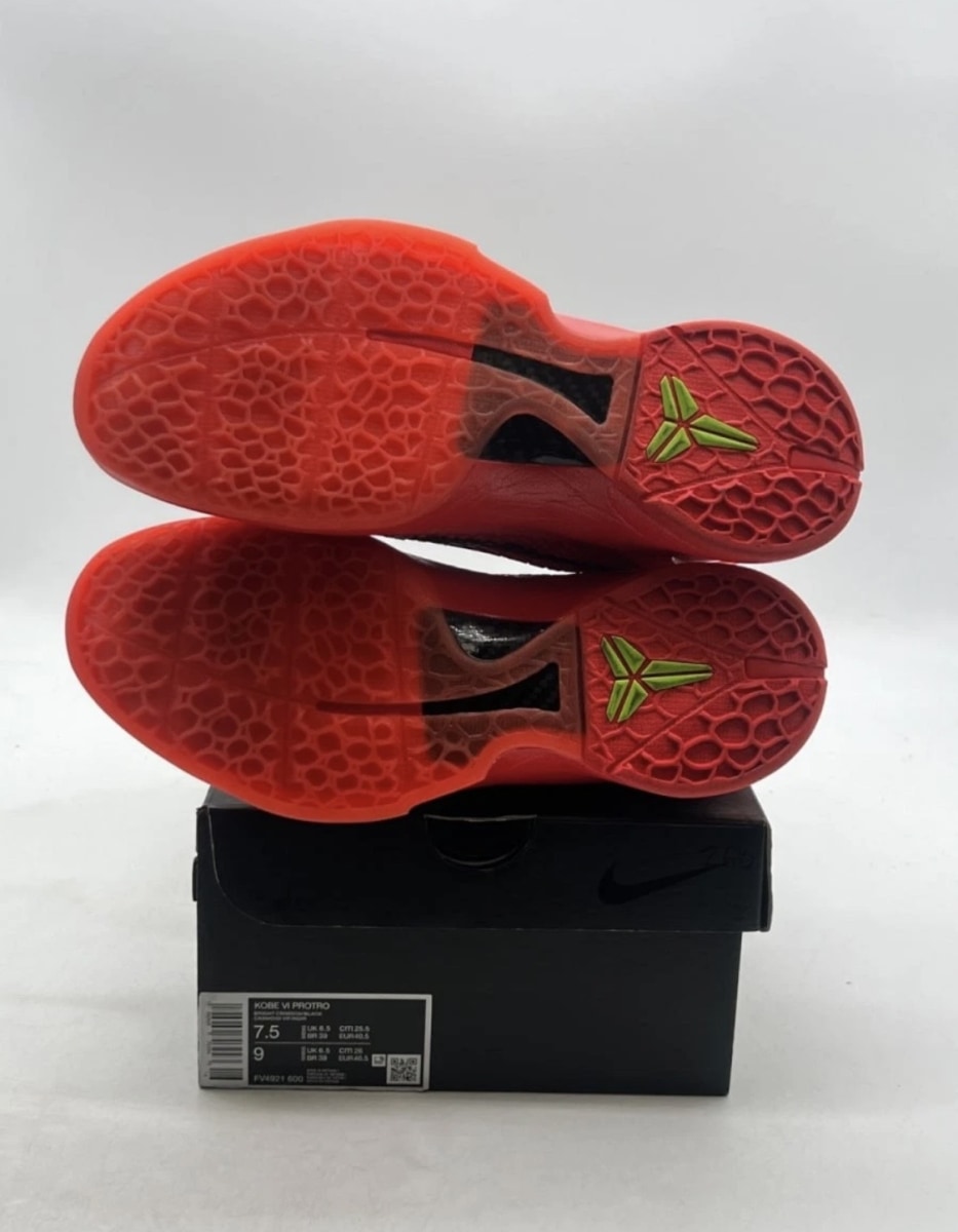 Nike Kobe 6 Protro Reverse Grinch 7.5 (Lightly Worn Pre-Owned)NikeBright Crimson/Black/Electric Green - Image 7