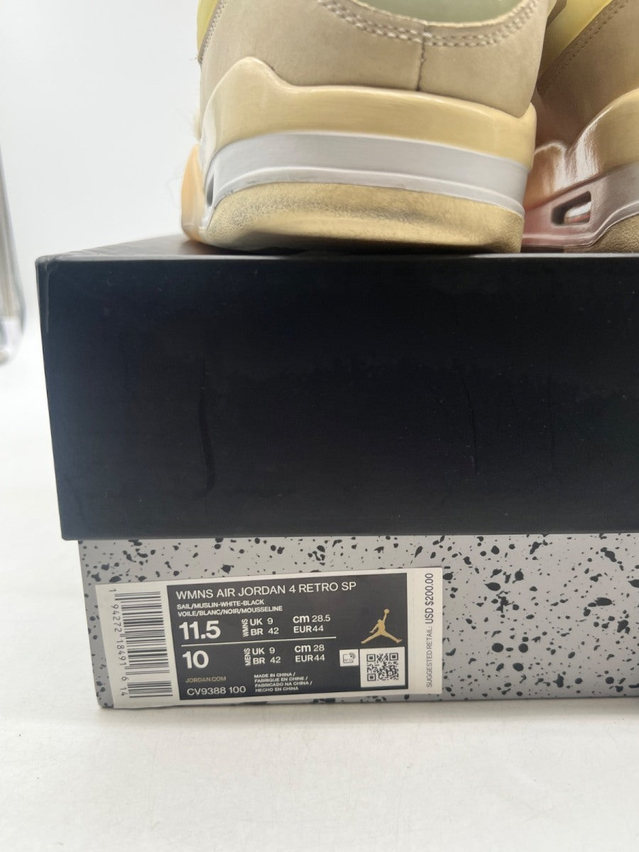 Jordan 4 Retro Off-White Sail (Women's) 11.5W (Moderately Worn Pre-Owned) - Image 6