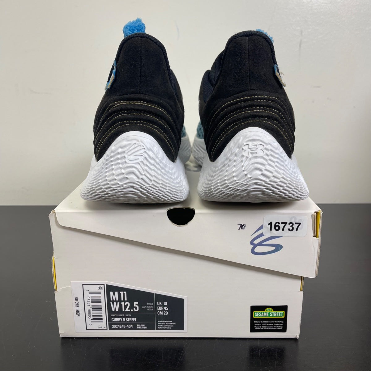 Under Armour Curry Flow 9 Sesame Street Cookie Monster 11 (Moderately Worn Pre-Owned)Under ArmourViral Blue/Black/White - Image 4