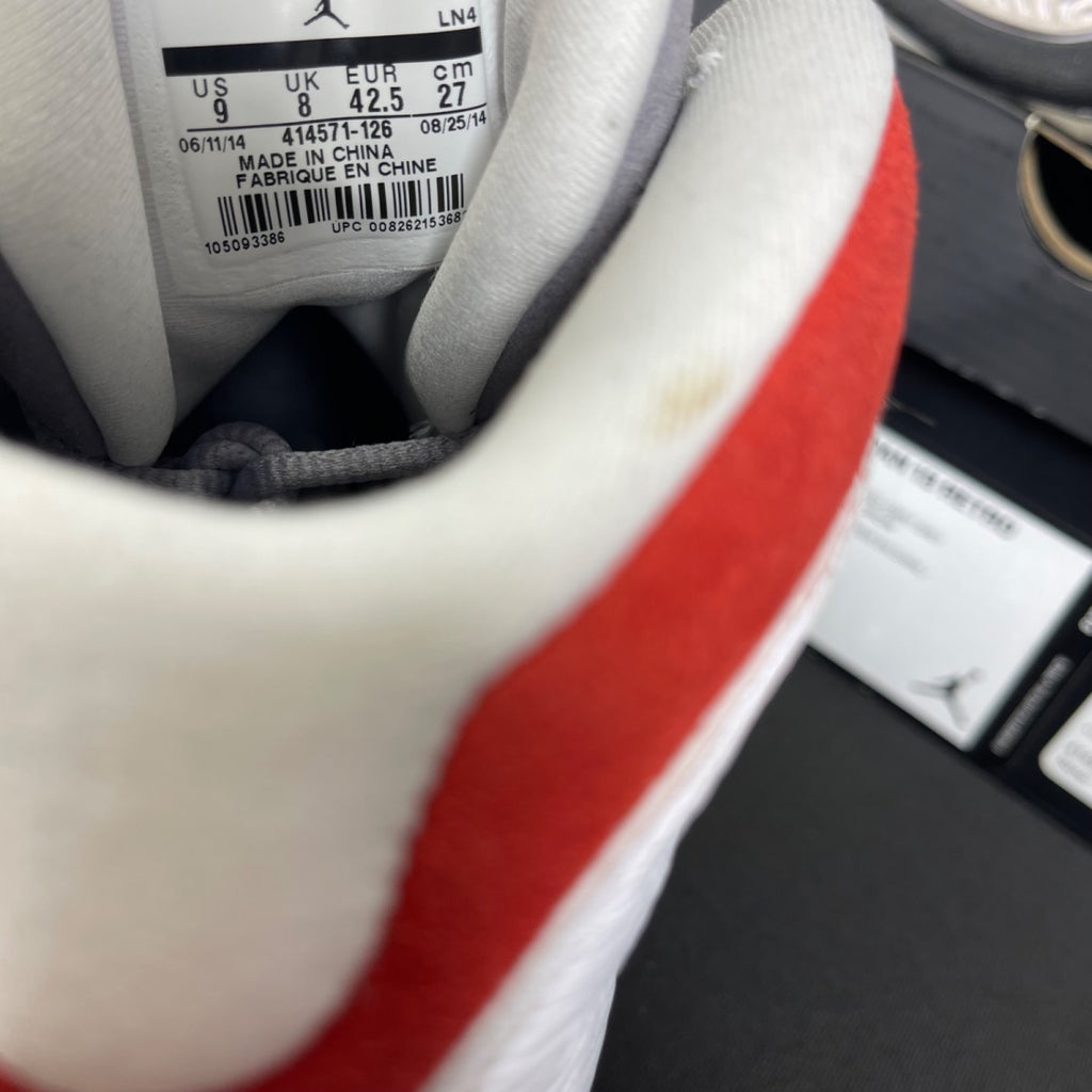 Jordan 13 Retro Grey Toe (2014) 9 (Moderately Worn Pre-Owned)JordanWhite/Black-True Red-Cement Grey - Image 6