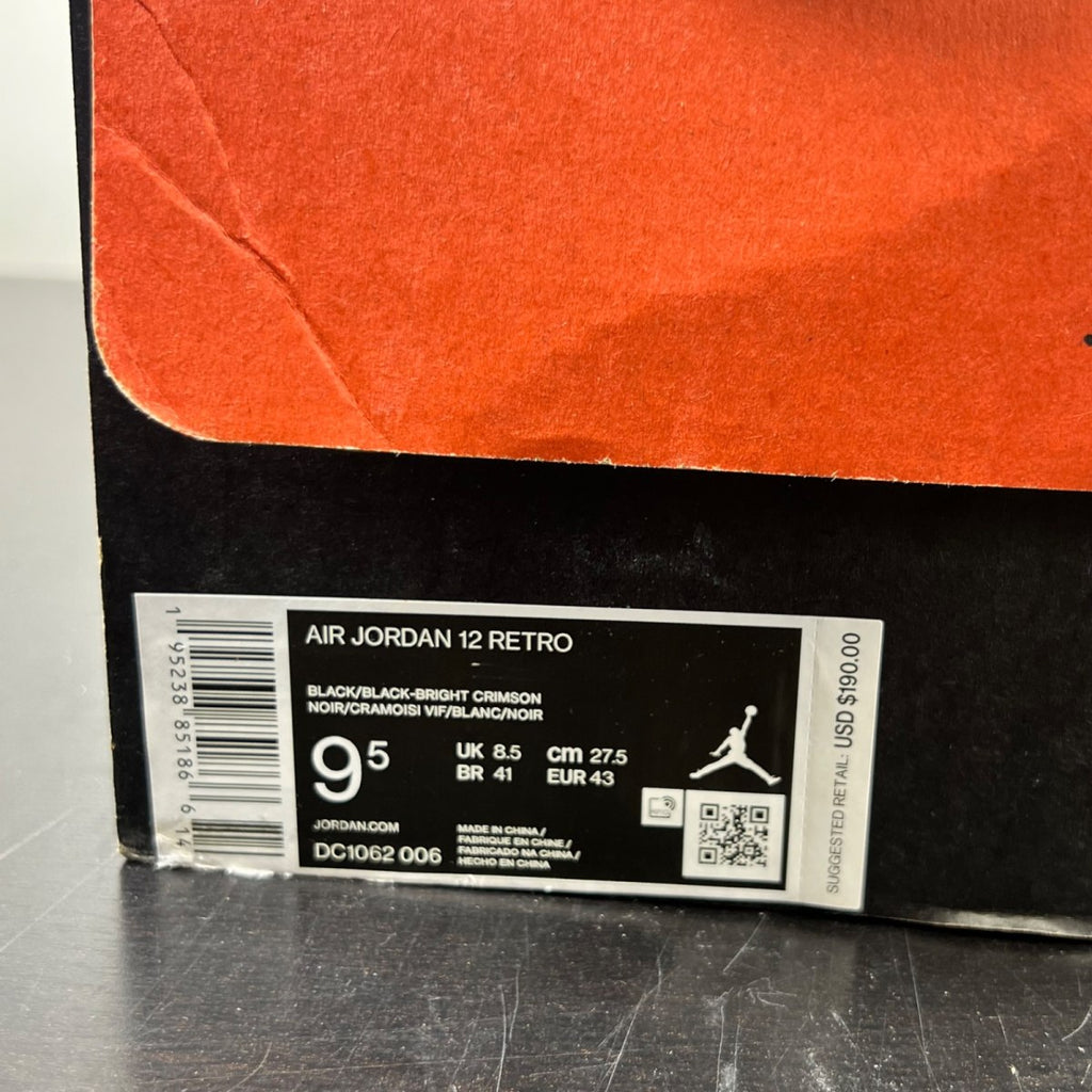 Jordan 12 Retro Utility 9.5 (Lightly Worn Pre-Owned)JordanBlack/Black-Bright Crimson-White - Image 5
