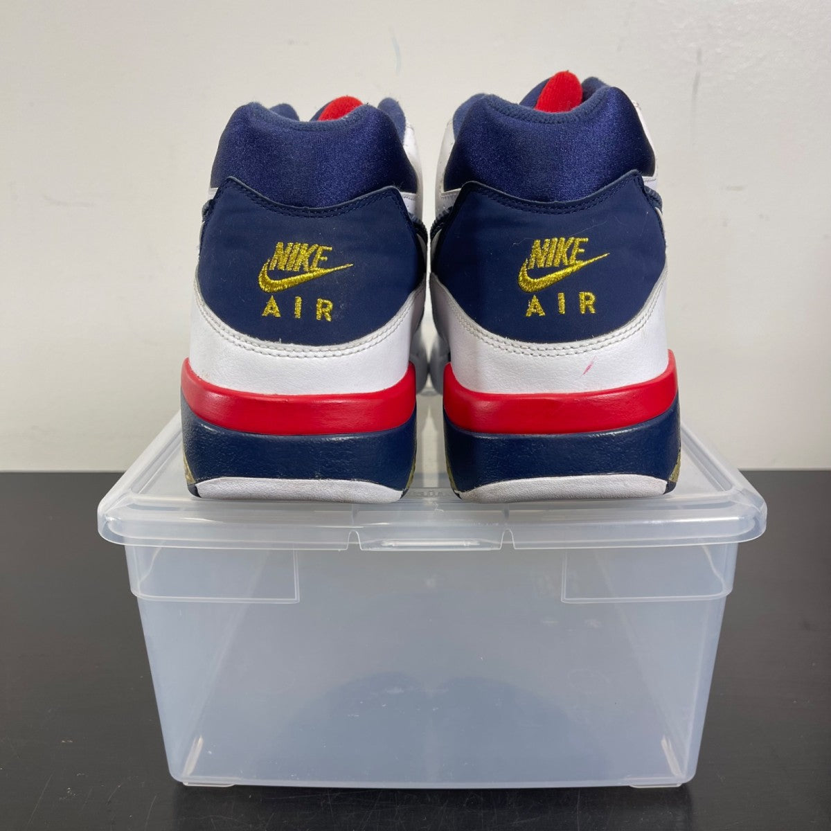 Nike Air Force 180 Olympic 9.5 (Moderately Worn Pre-Owned)NikeWhite / Midnight Navy - Metallic Gold - Image 4