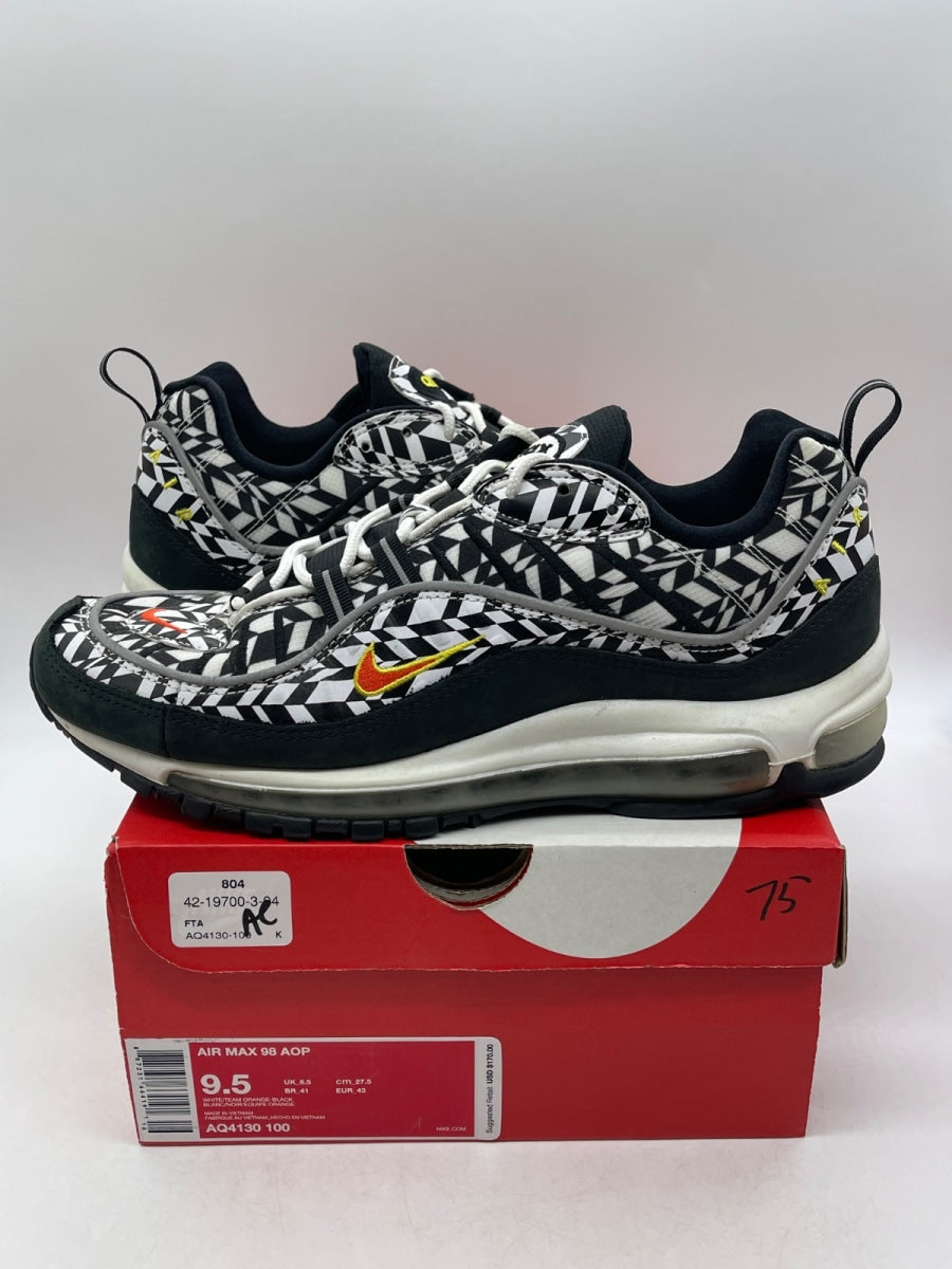Nike Air Max 98 AOP Black 9.5 (Moderately Worn Pre-Owned) - Image 1