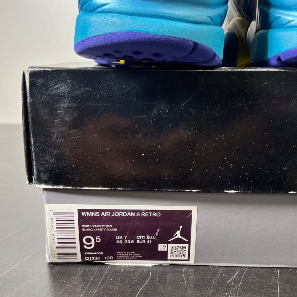 Jordan 8 Retro White Aqua (2019) (Women's) 9.5W (Lightly Worn Pre-Owned)JordanWhite/Varsity Red-Bright Concord-Aquatone - Image 5
