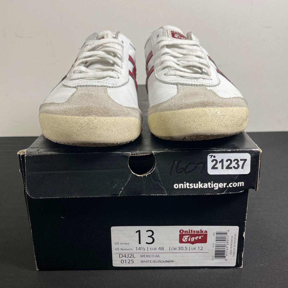 Onitsuka Tiger Mexico 66 White Burgundy 13 (Moderately Worn Pre-Owned)ASICSWhite/Burgundy - Image 2