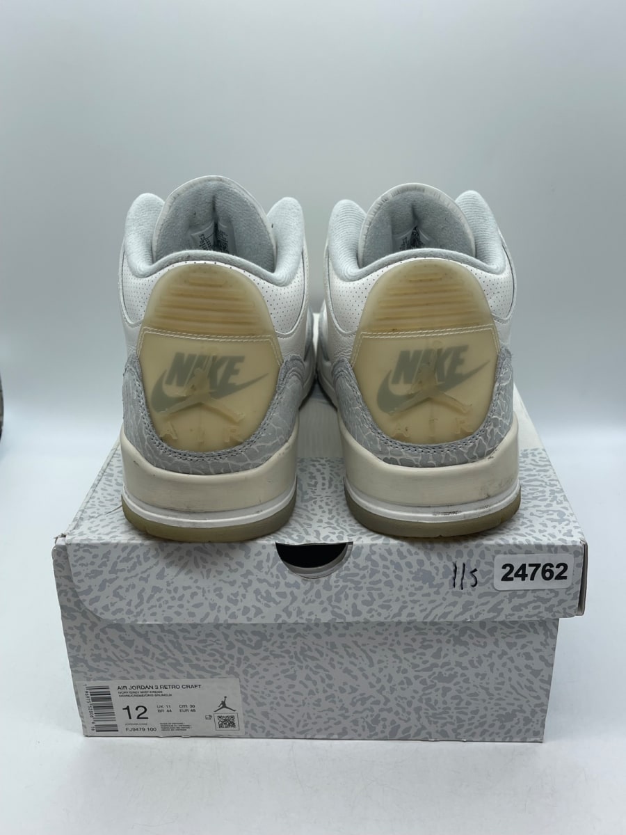 Jordan 3 Retro Craft Ivory 12 (Moderately Worn Pre-Owned)JordanIvory/Grey Mist/Cream - Image 3