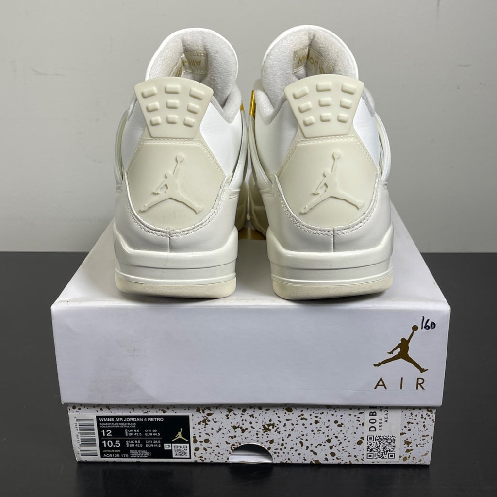 Jordan 4 Retro Metallic Gold (Women's) 12W (Moderately Worn Pre-Owned)JordanSail/Metallic Gold/Black - Image 4
