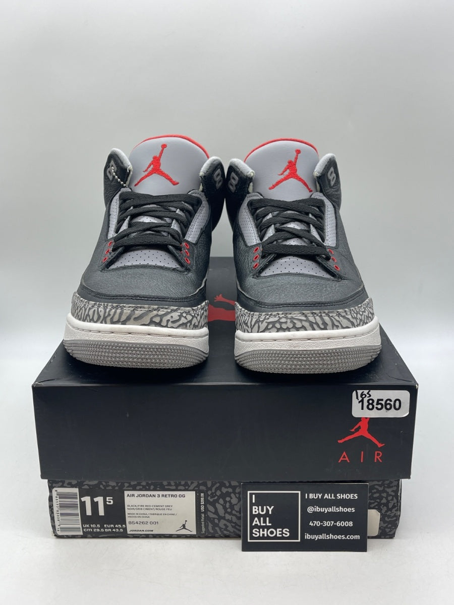 Jordan 3 Retro Black Cement (2018) 11.5 (Moderately Worn Pre-Owned) - Image 2