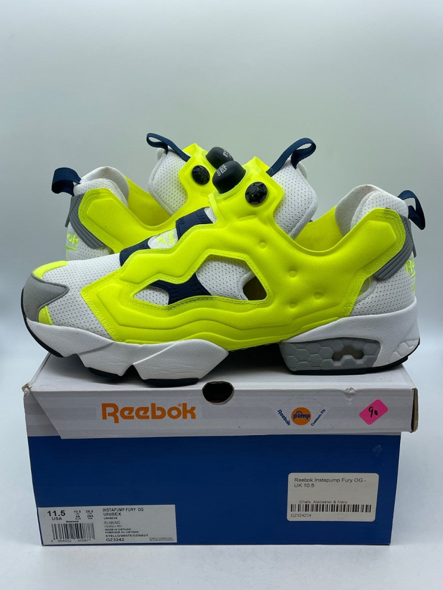 Reebok Instapump Fury OG Solar Yellow 11.5 (Moderately Worn Pre-Owned)ReebokSolar Yellow/White/Collegiate Navy - Image 1