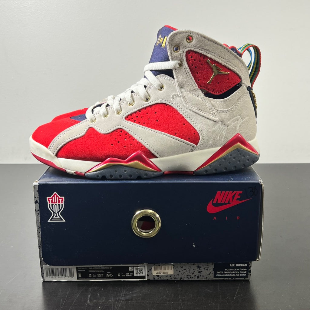 Jordan 7 Retro Trophy Room New Sheriff in Town 8 (Lightly Worn Pre-Owned)JordanObsidian/Dark Obsidian-True Red-Metallic Gold - Image 3