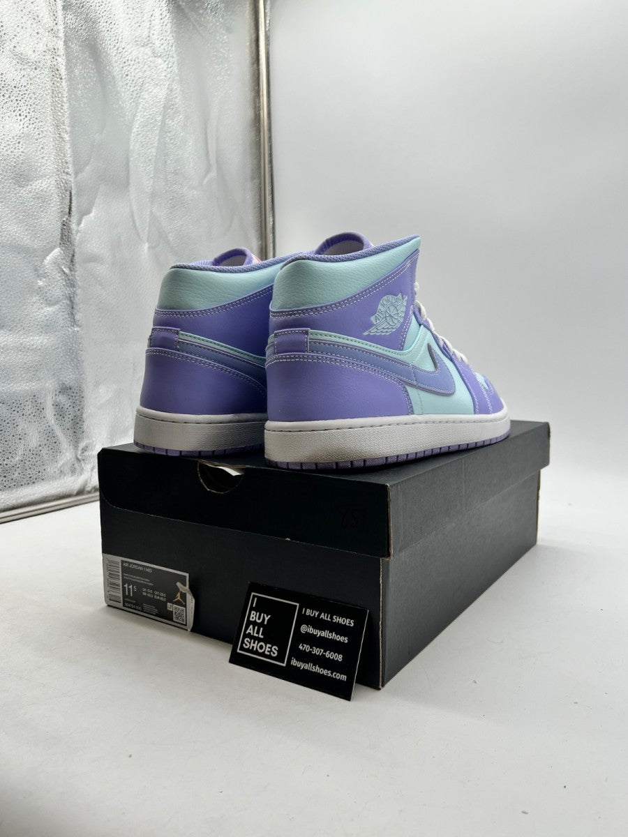 Jordan 1 Mid Purple Aqua 11.5 (Lightly Worn Pre-Owned) - Image 5
