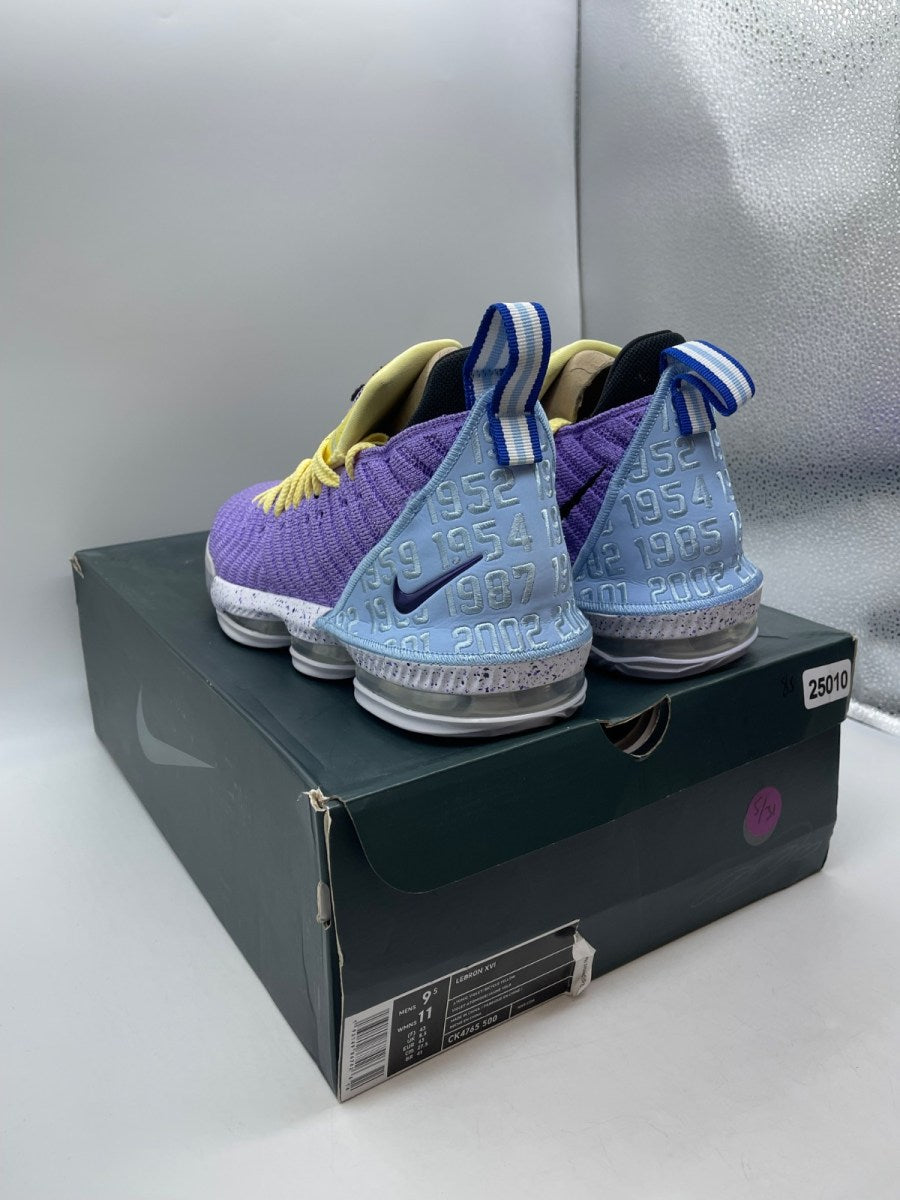 Nike LeBron 16 Lakers Championships 9.5 (Moderately Worn Pre-Owned)NikeAtomic Violet/Bicycle Yellow-Half Blue - Image 4