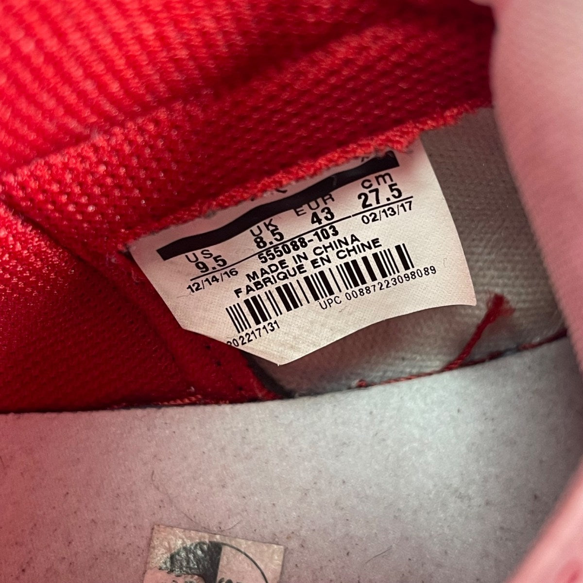Jordan 1 Retro Metallic Red (2017) 9.5 (Moderately Worn Pre-Owned)JordanWhite/Varsity Red - Image 7