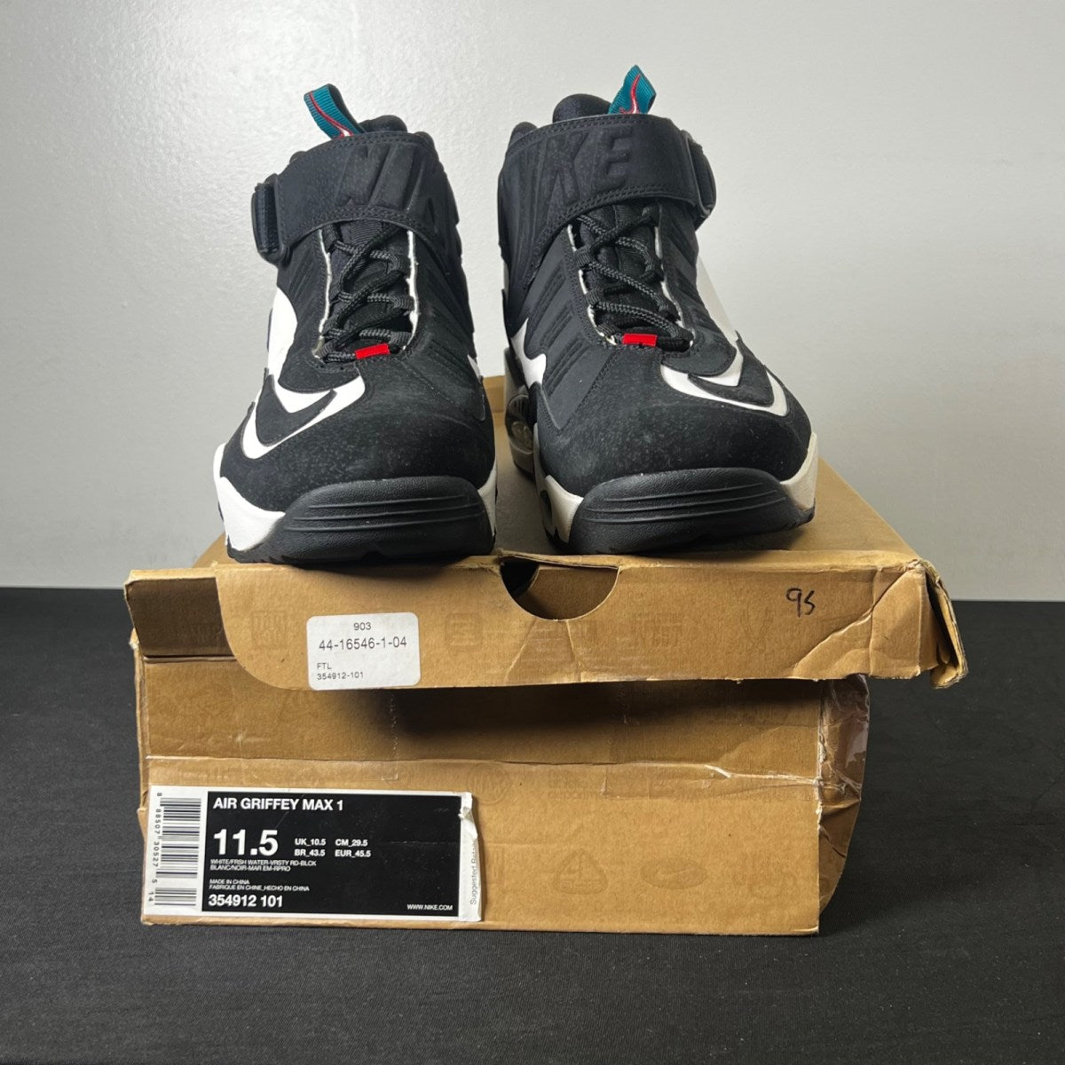 Nike Air Griffey Max 1 Fresh Water (2009) 11.5 (Moderately Worn Pre-Owned)NikeWhite/Fresh Water-Varsity Red-Black - Image 2