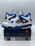 Jordan 4 Retro Motorsports (2017) 11.5 (Moderately Worn Pre-Owned)JordanWhite/Varsity Blue-Black - Image 1