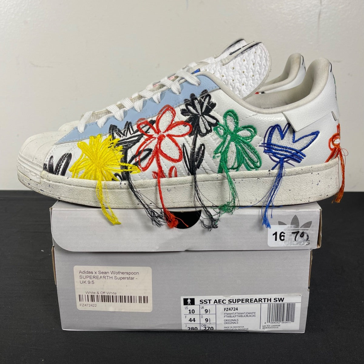 adidas Superstar Sean Wotherspoon Superearth 10 (Moderately Worn Pre-Owned)adidasCloud White/Cloud White/Off White - Image 3