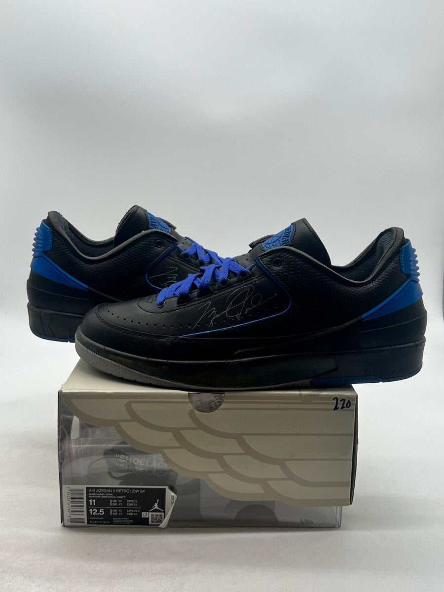 Jordan 2 Retro Low SP Off-White Black Blue 11 (Lightly Worn Pre-Owned)JordanBlack/Blue-Grey - Image 1