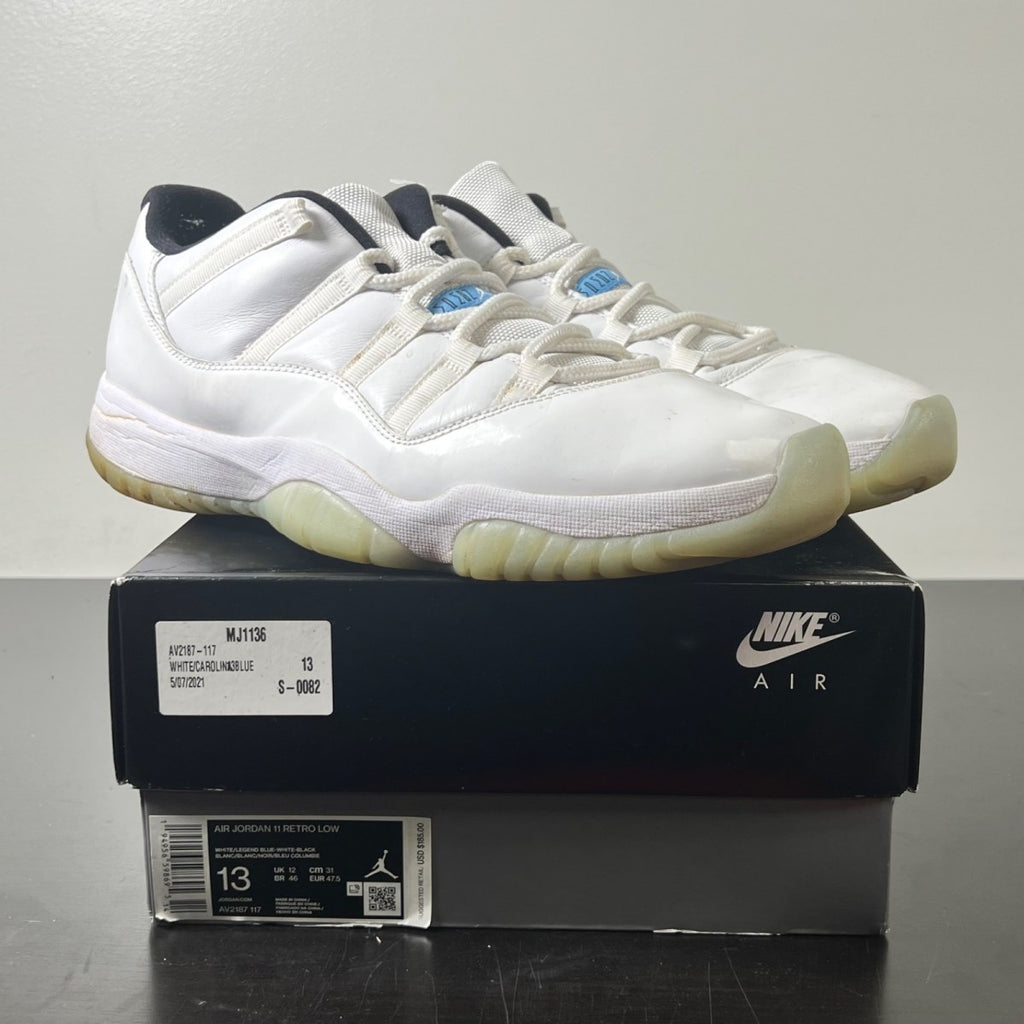 Jordan 11 Retro Low Legend Blue 13 (Heavily Worn Pre-Owned)JordanWhite/White-Black-Legend Blue - Image 1
