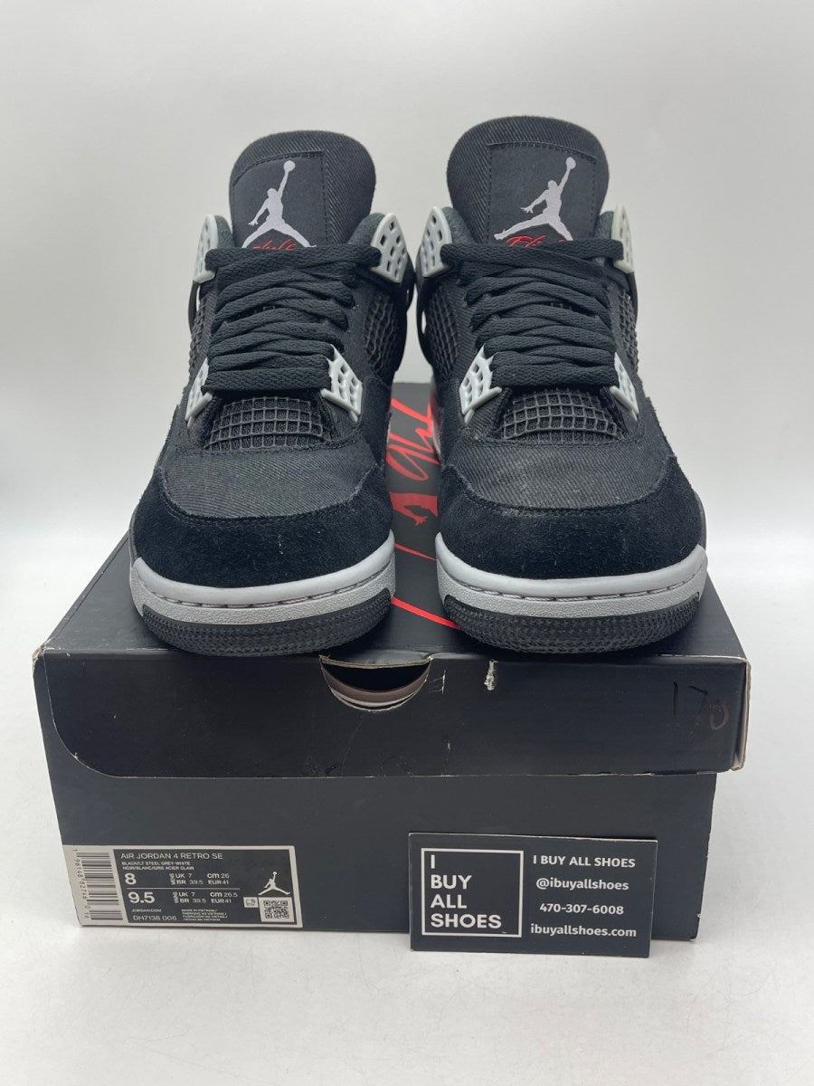 Jordan 4 Retro SE Black Canvas 8 (Moderately Worn Pre-Owned) - Image 2
