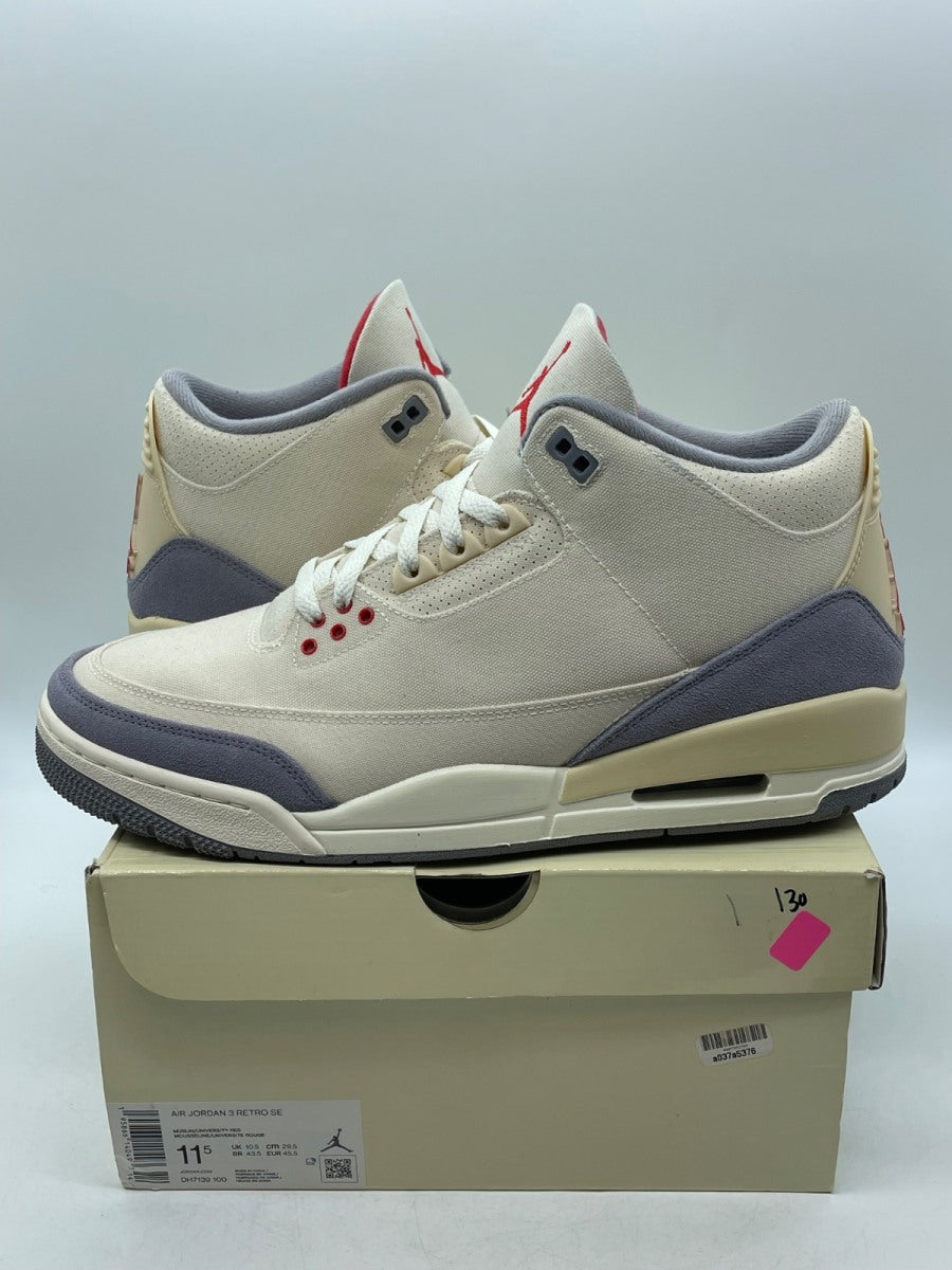 Jordan 3 Retro Muslin 11.5 (Moderately Worn Pre-Owned)JordanMuslin/University Red-Cement Grey-Sail - Image 1