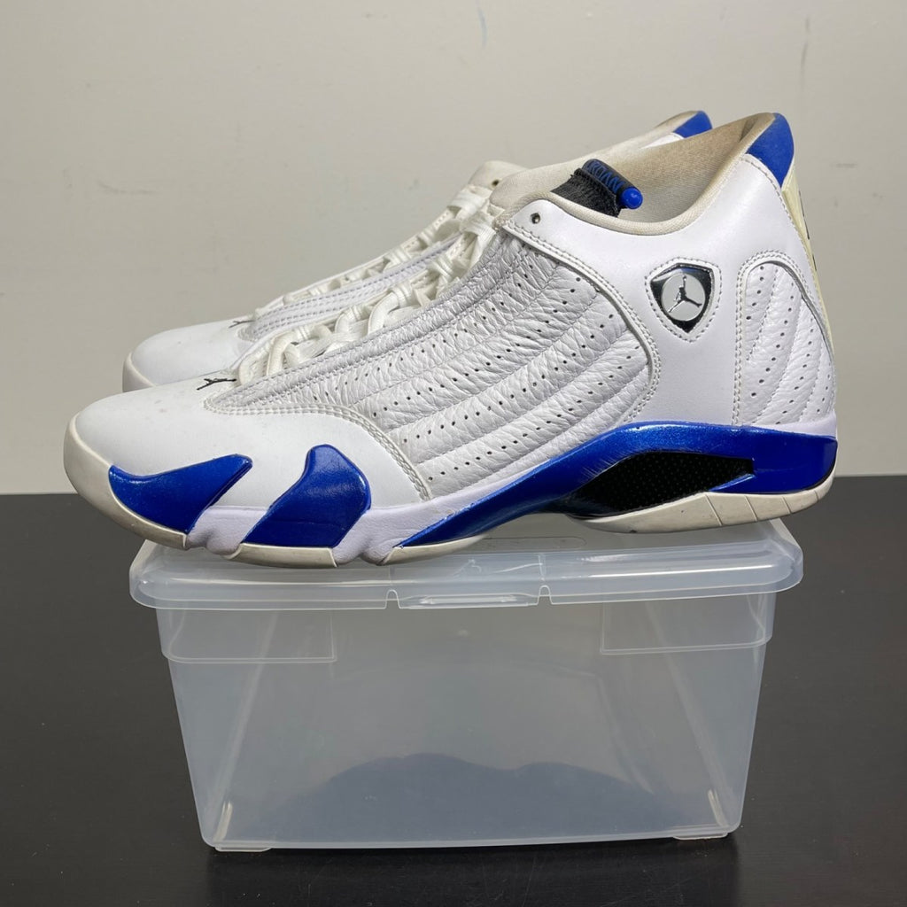Jordan 14 Retro White Hyper Royal 11 (Moderately Worn Pre-Owned)JordanWhite/Black-Hyper Royal - Image 3