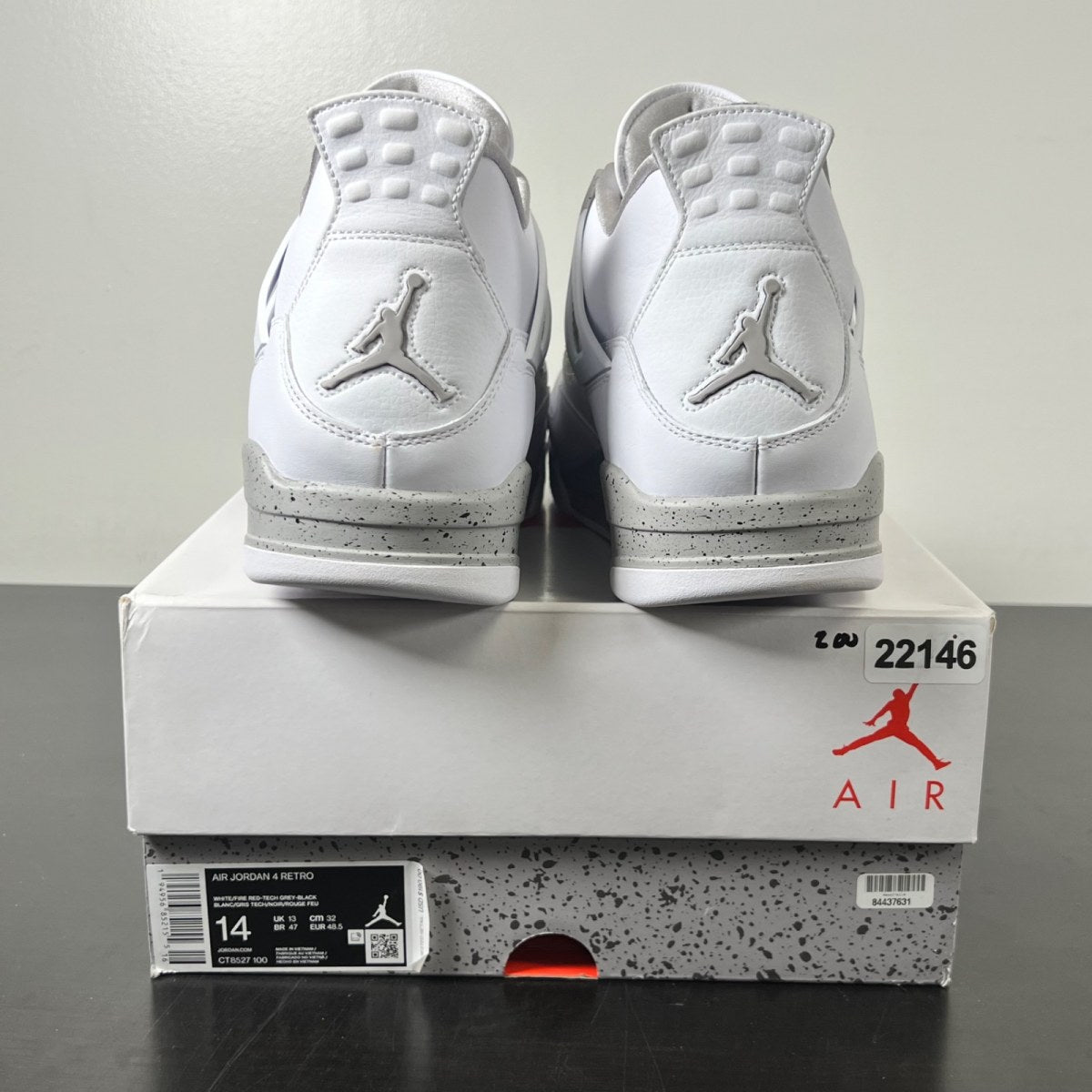 Jordan 4 Retro White Oreo (2021) 14 (Lightly Worn Pre-Owned)JordanWhite/Tech Grey-Black-Fire Red - Image 4