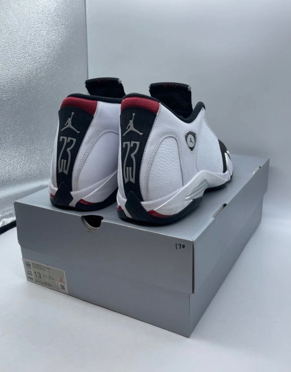 Jordan 14 Retro Black Toe (2024) 13 (Lightly Worn Pre-Owned)JordanWhite/Varsity Red/Black/Metallic Silver - Image 5