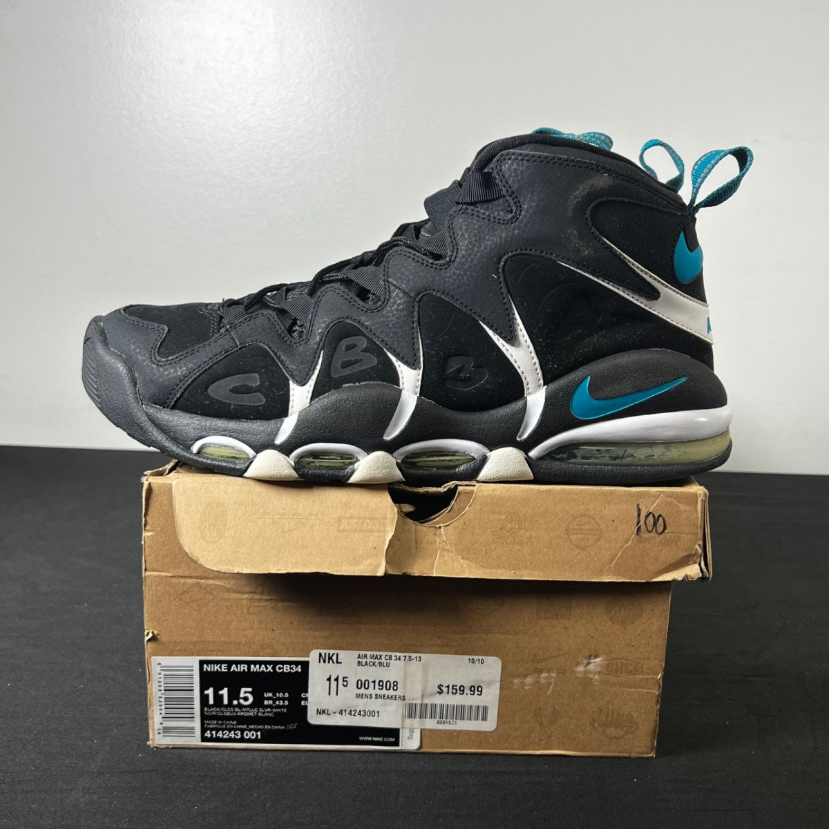 Nike Air Max CB34 Black Glass Blue 11.5 (Heavily Worn Pre-Owned)NikeBlack/Glass Blue-Metallic Silver-White - Image 3