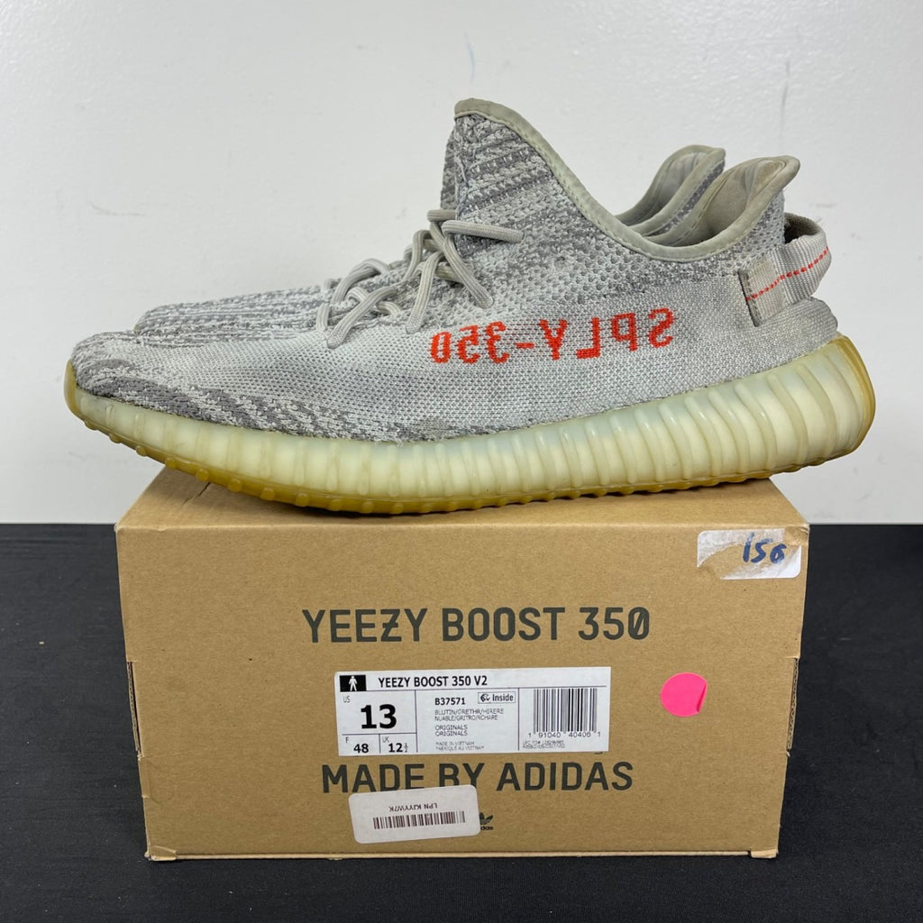 adidas Yeezy Boost 350 V2 Blue Tint 13 (Moderately Worn Pre-Owned)adidasBlue Tint/Grey Three/High Risk Red - Image 3