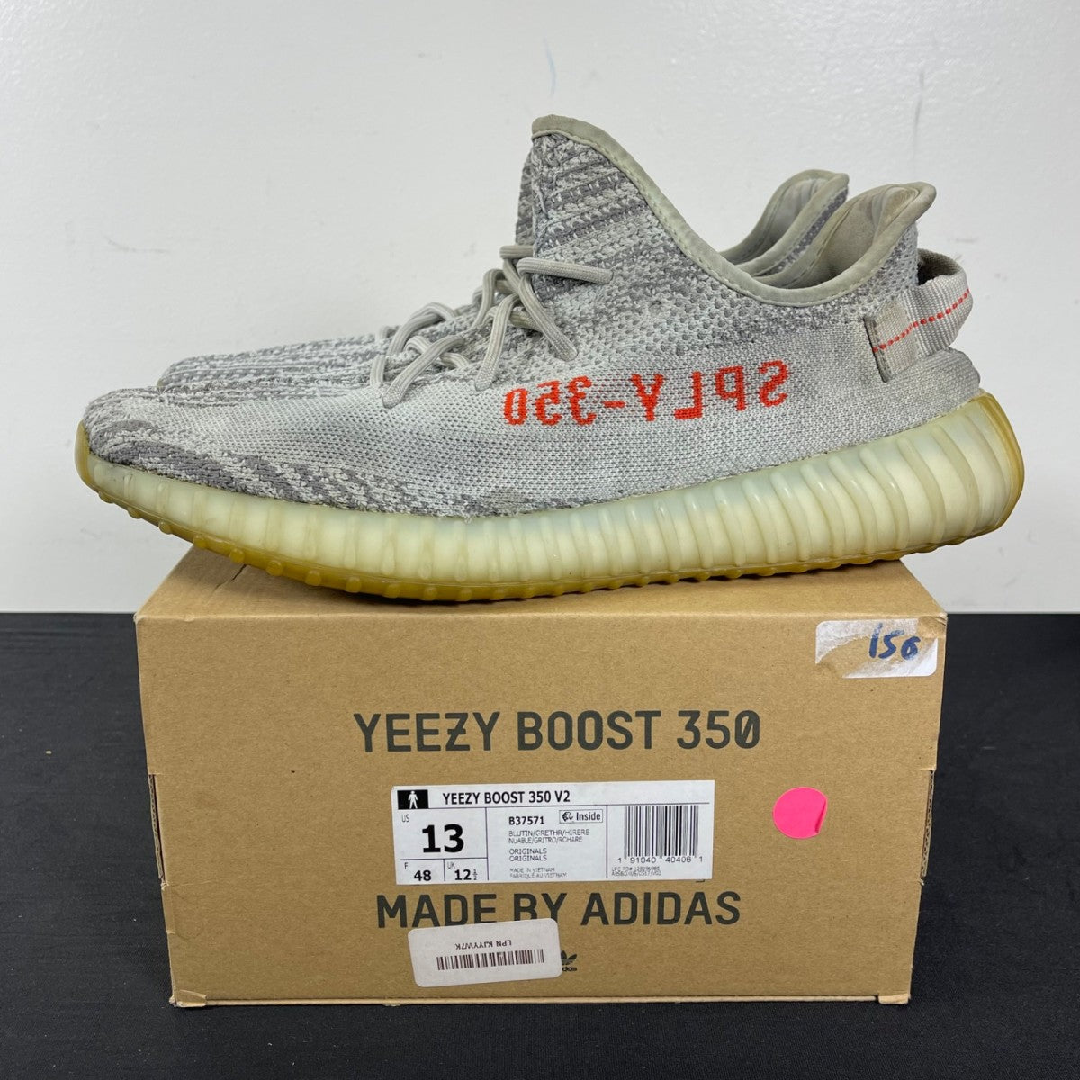 adidas Yeezy Boost 350 V2 Blue Tint 13 (Moderately Worn Pre-Owned)adidasBlue Tint/Grey Three/High Risk Red - Image 3