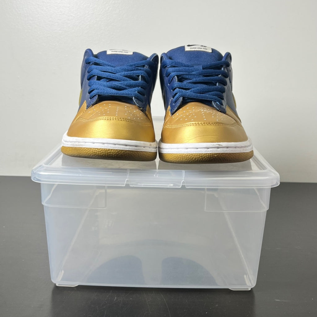 Nike SB Dunk Low Supreme Jewel Swoosh Gold 11 (Lightly Worn Pre-Owned)NikeMetallic Gold/Metallic Gold-Midnight Navy-White - Image 2