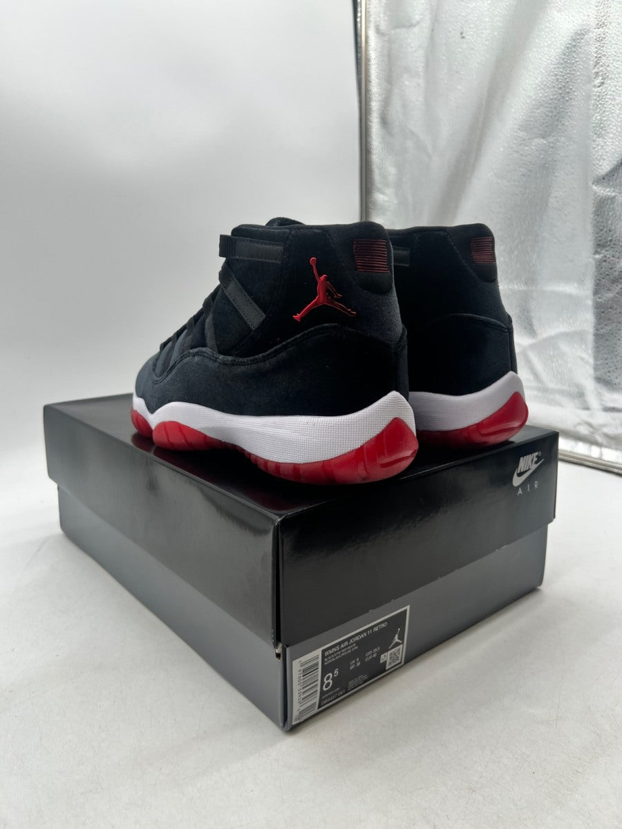 Jordan 11 Retro Bred Velvet (Women's) 8.5W (Lightly Worn Pre-Owned)JordanBlack/Gym Red/White - Image 5
