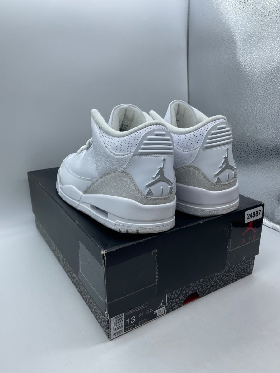 Jordan 3 Retro Pure Money (2025) 13 (Moderately Worn Pre-Owned)JordanWhite/White/Metallic Silver - Image 4