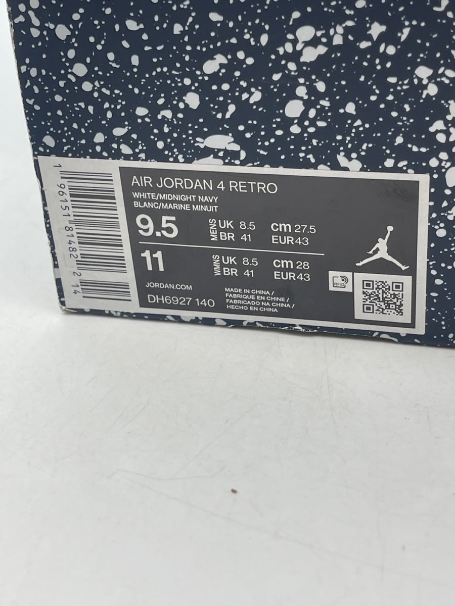 Jordan 4 Retro Midnight Navy 9.5 (Moderately Worn Pre-Owned)JordanWhite/Midnight Navy/Light Smoke Grey-Fire Red - Image 9